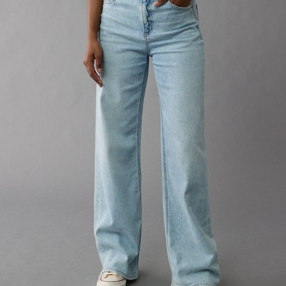 American Eagle Outfitters Women's BAGGY Straight Leg Blue Jeans 6